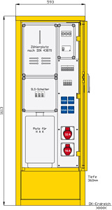 Industrie- und Markplatzverteiler m it Zählerplatz, einem RCD TypA, 6 L
