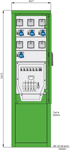 Stromverteiler für Freizeitanlagen mit 6 RCDs TypA, 6 LS, 6 mechanisch