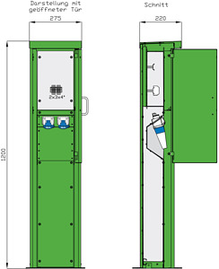 Satellitensäule mit 2 CEE-Abgängen 16A