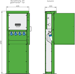 Satellitensäule mit 4 CEE-Abgängen 16A