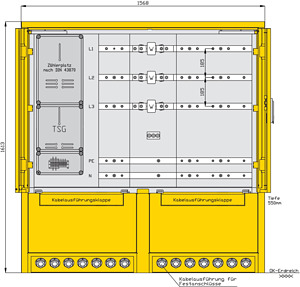 Modulverteiler der Baubreite 1568mm in Modulbauweise mit 500mm Modulei