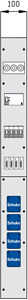 Wechselmodul 100mm breit mit einem RCD, 4 LS, 4 WS-Zählern und 4 Schuk