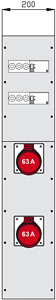 Wechselmodul 200mm breit mit 2 RCD TypB und 2 CEE-Abgängen 63A